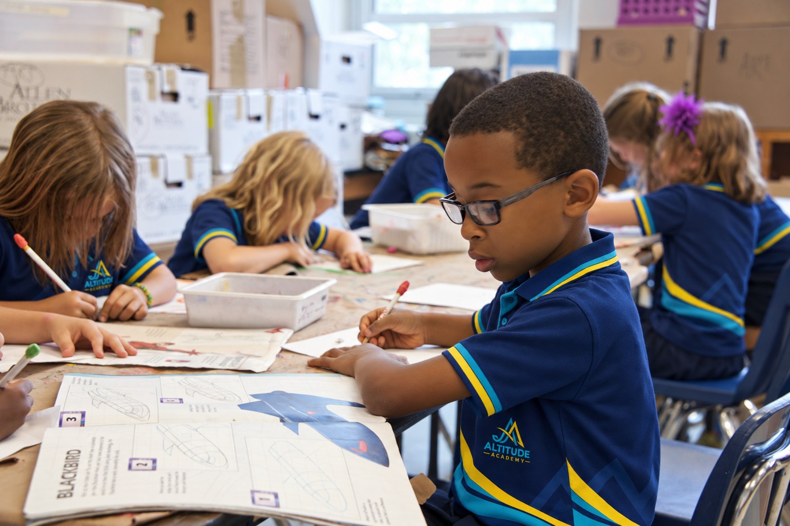 Children learning together in a classroom